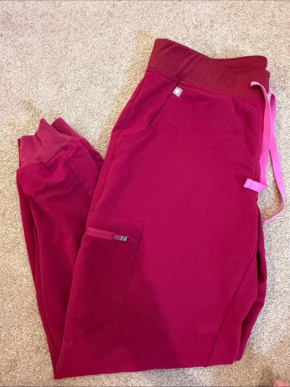 Figs Women's Berry Red Jogger Scrub Pants